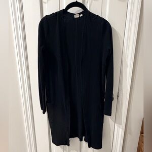 Women's extra long black cardigan